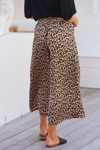 Paris Leopard Satin Culotte Pants
