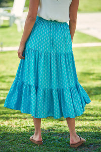 Spring Blue Floral Maxi skirt