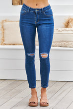 Load image into Gallery viewer, Rip knee Blue Denim