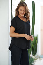 Load image into Gallery viewer, Micaela Black Batwing Sleeve Cotton Tee