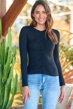 Load image into Gallery viewer, Gamila Gathered Black Long Sleeve Top