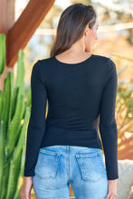 Load image into Gallery viewer, Gamila Gathered Black Long Sleeve Top