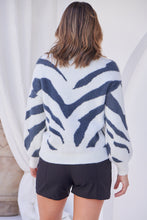 Load image into Gallery viewer, Cara Fluffy Blue/White Animal Print Jumper