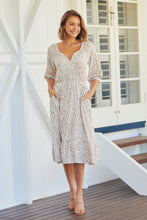 Load image into Gallery viewer, Robin White/Beige Leopard Print Elasticated Waist Maxi Dress