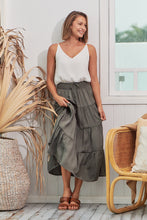 Load image into Gallery viewer, Helene Grey Satin Maxi Skirt