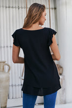 Load image into Gallery viewer, Audrey V Neck Black Frill Sleeve Top