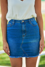 Load image into Gallery viewer, X Stitch Blue Denim Skirt
