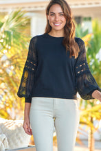 Load image into Gallery viewer, Arabella Lace Sleeve Black Jumper