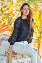 Load image into Gallery viewer, Arabella Lace Sleeve Black Jumper