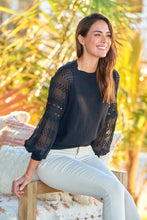 Load image into Gallery viewer, Arabella Lace Sleeve Black Jumper