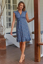 Load image into Gallery viewer, Maggie Navy Blue/Purple Floral Midi Dress