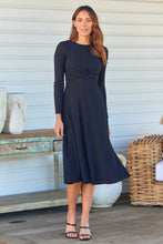 Load image into Gallery viewer, Kendra Black Long Sleeve Knot Front Evening Dress