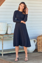 Load image into Gallery viewer, Kendra Black Long Sleeve Knot Front Evening Dress