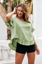 Load image into Gallery viewer, Aries Fresh Green Linen Tee