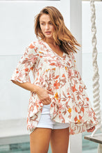 Load image into Gallery viewer, Maia 3/4 Sleeve Cream Floral Top