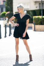 Load image into Gallery viewer, Violetta Button Front Black Linen Dress