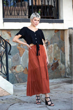 Load image into Gallery viewer, Helene Rust Satin Maxi Skirt