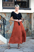 Load image into Gallery viewer, Helene Rust Satin Maxi Skirt